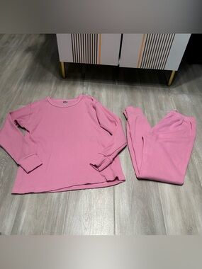 Rugged Frontier Pink Cotton Waffle Print Pajama Set Sz M